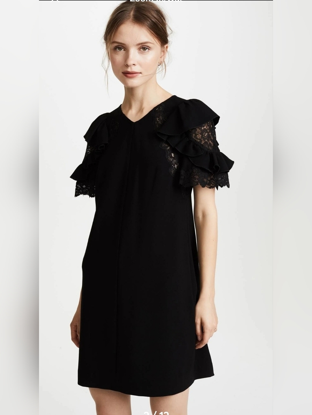 Rebecca Taylor Black Crepe Lace Shift Dress Women's Size 4